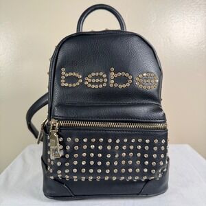 NWOT Bebe Black Rhinestone Studded Mini Backpack Y2K Glam Vegan Leather Bag